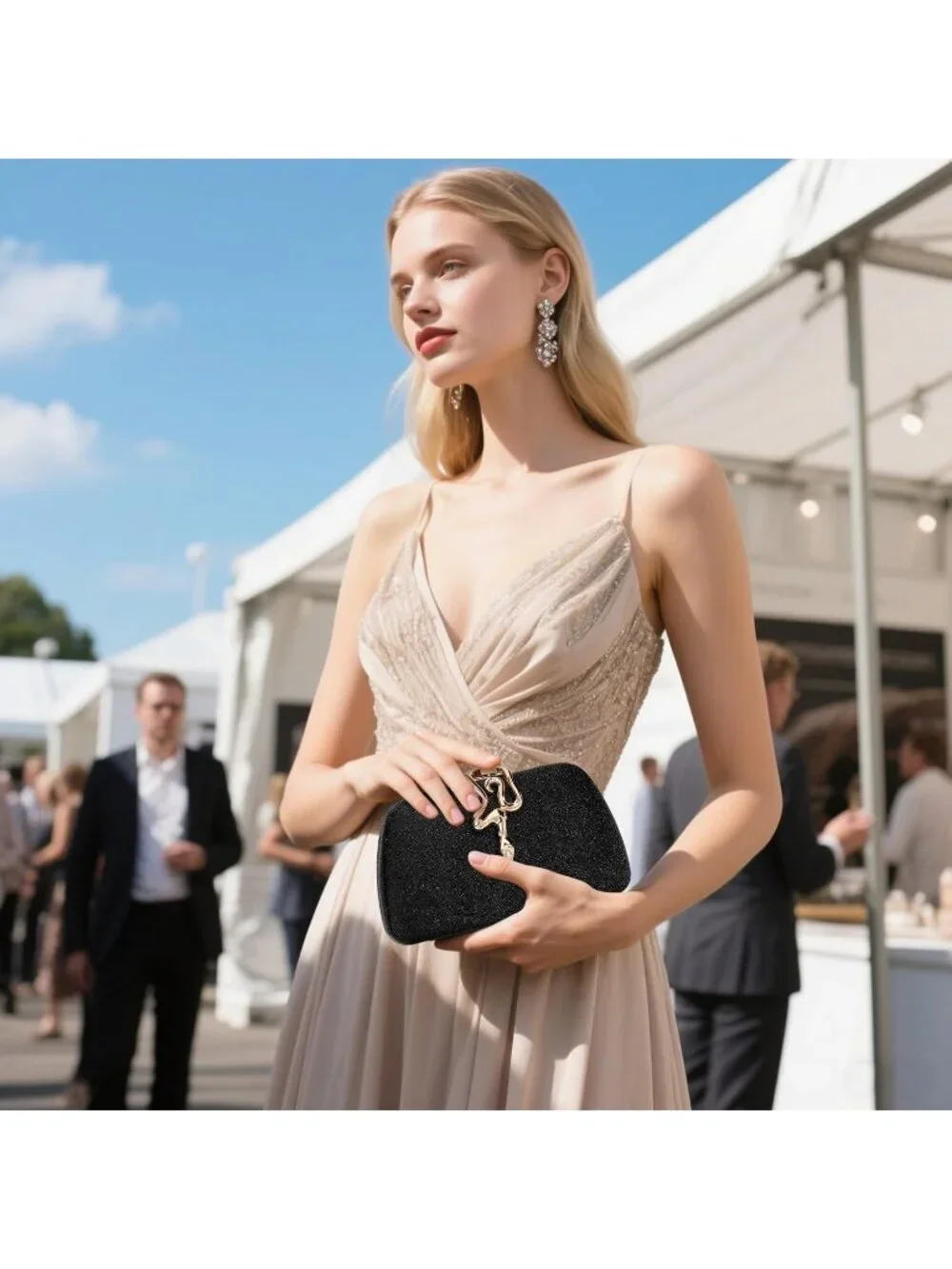 Women's Zz-black Satin Pleated Top Handle Clutch Purse For Elegant Evening Bag